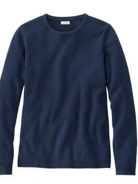 L.L.Bean XL Classic Cashmere Sweater Crew Women's Regular, Classic Navy